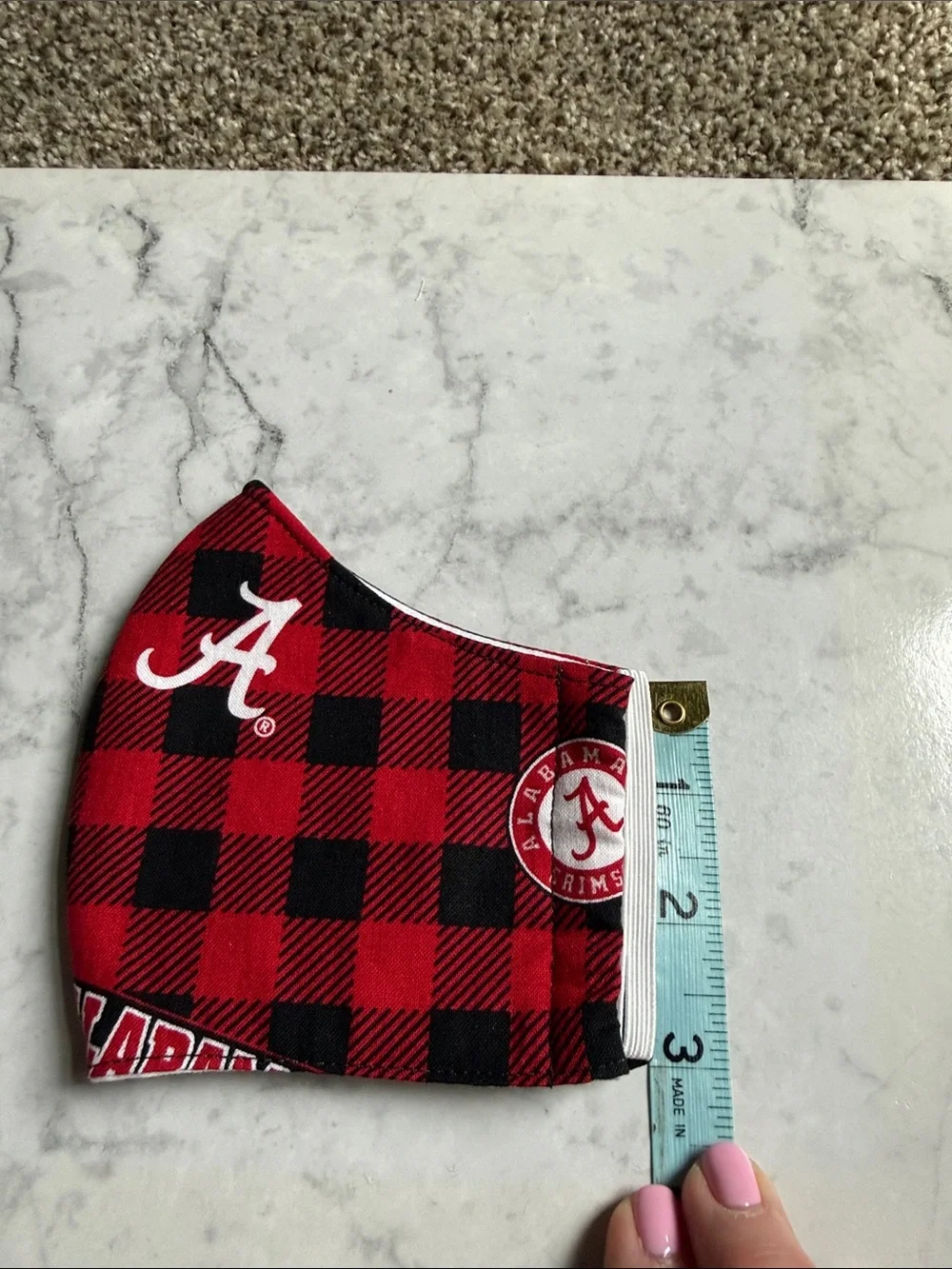 Alabama Crimson Tide Red & Black Plaid Kids Face Mask